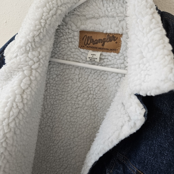 Vintage Wrangler Sherpa Denim Jacket 100% Cotton Made In USA - Picture 7 of 12